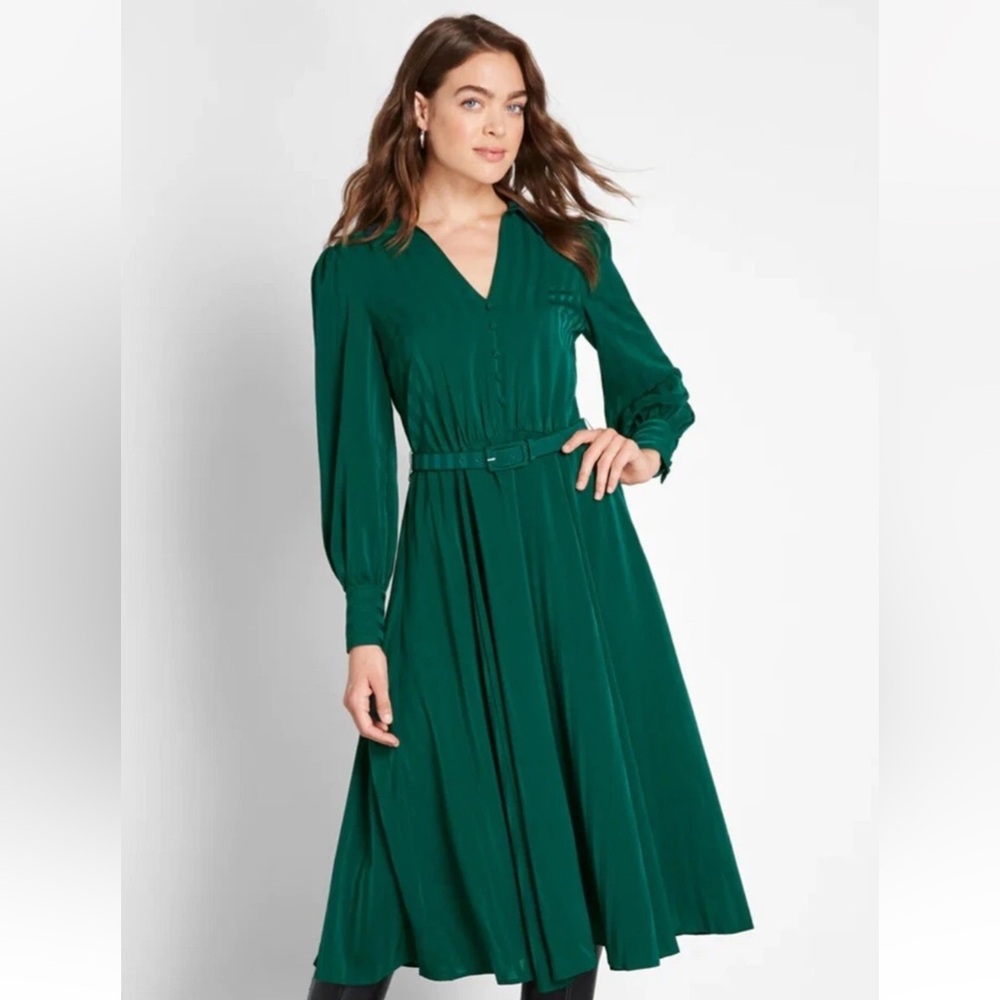Modcloth Green Long Sleeve Dress